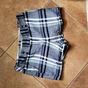 LOFT Outlet Linen Blend Plaid Shorts